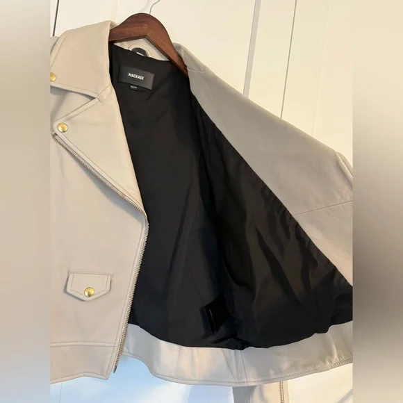 MACKAGE Women’s XXL Baya Jacket in White Lamb Leather Biker Moto CP25 - Picture 13 of 15